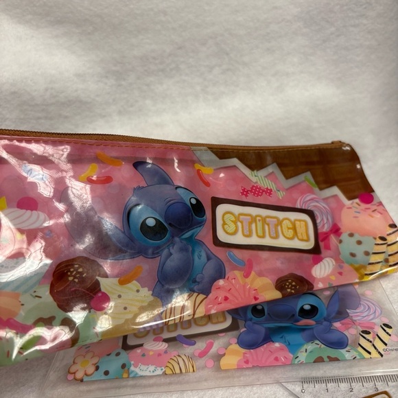 STITCH 4 RULER SET with 2 Plastic Pouches Dessert Print Disney Japan - Picture 6 of 12